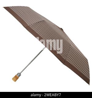Opened umbrella isolated on white background with clipping path. Umbrella with handle for mock up. copy space, design template for mock-up, branding Stock Photo