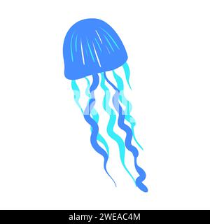 Blue Jellyfish Icon Vector Illustration Stock Vector