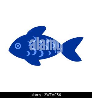 Abstract Blue Fish Icon Vector Illustration Stock Vector