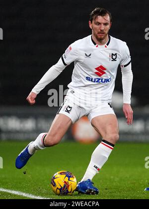 Milton Keynes Dons' Alex Gilbey during the Sky Bet League Two match at Stadium MK, Milton Keynes. Picture date: Tuesday January 23, 2024. Stock Photo