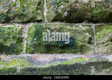 Brick wall railway bridge Horsham old worn weathered texture and shapes ideal for composite image background texture blending as added layer Stock Photo