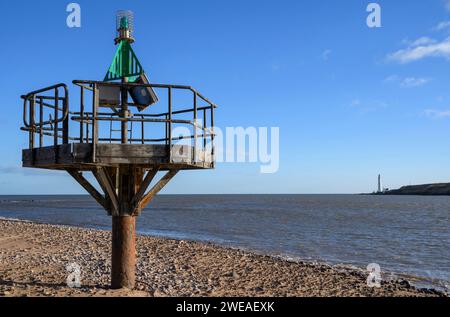 Starboard mark navigation aid at approach to Montrose port, Angus ...