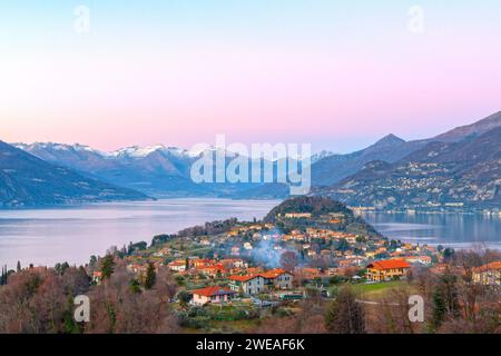 Bellagio, Como, Italy town view on Lake Como at dusk. Stock Photo