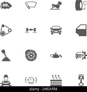 Auto icons. Perfect black pictogram on white background. Flat simple vector icon. Stock Vector