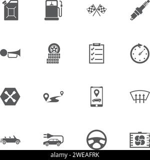 Automobile icons. Perfect black pictogram on white background. Flat simple vector icon. Stock Vector