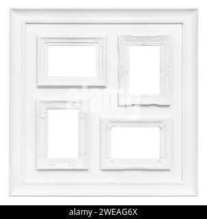 Multi picture frame set with blank space isolated on white background. Template mockup Stock Photo