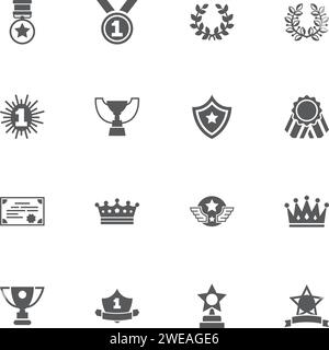 Awards icons. Perfect black pictogram on white background. Flat simple vector icon. Stock Vector