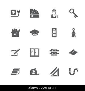 Building House icons. Perfect black pictogram on white background. Flat simple vector icon. Stock Vector