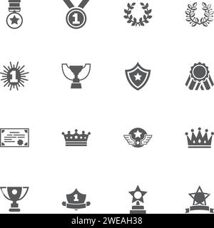 Awards icons. Perfect black pictogram on white background. Flat simple vector icon. Stock Vector