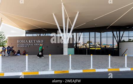 Windhoek, Namibia   Oct. 4, 2023: Entrance to Hosea Kutako, the main international airport serving the capital of Namibia, Windhoek, 45 km to the west. Stock Photo