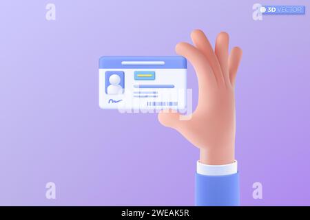 3d Driver license or id card with photo icon symbol. plastic card, badge icon, security card, employee card, Trendy and modern concept. 3D vector isol Stock Vector