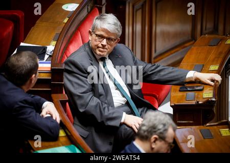 © Thomas Padilla/MAXPPP - 24/01/2024 ; Paris, FRANCE ; SEANCE DE QUESTIONS AU GOUVERNEMENT DANS L' HEMICYCLE DE L' ASSEMBLEE NATIONALE. PATRICK HETZEL. Session of questions to the Government at the French National Assembly in Paris, on January 24, 2024. Credit: MAXPPP/Alamy Live News Stock Photo
