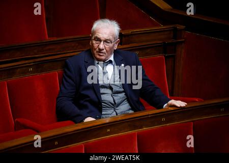 © Thomas Padilla/MAXPPP - 24/01/2024 ; Paris, FRANCE ; SEANCE DE QUESTIONS AU GOUVERNEMENT DANS L' HEMICYCLE DE L' ASSEMBLEE NATIONALE. DANIEL GRENON. Session of questions to the Government at the French National Assembly in Paris, on January 24, 2024. Credit: MAXPPP/Alamy Live News Stock Photo