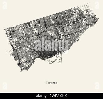City road map of Toronto, Ontario, Canada Stock Vector