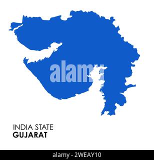 Gujarat map of Indian state. Gujarat map vector illustration. Gujarat map on white background. Stock Photo