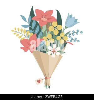 Flower bouquet, flat style simple illustration Stock Vector