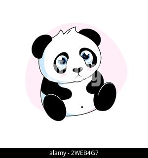 Cute cartoon panda crying, vector illustration Stock Vector