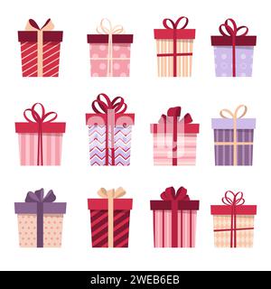 Set of gift boxes, presents on a white background Stock Vector