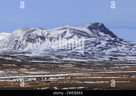 Ring Road (route 1) in Northern Iceland  between Námafjall Hverir  and Stuðlagil Canyon Stock Photo