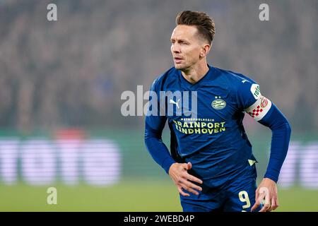 Rotterdam, Netherlands. 24th Jan, 2024. ROTTERDAM, NETHERLANDS - JANUARY 24: Luuk de Jong of PSV looks on during the TOTO KNVB Cup match between Feyenoord and PSV at Stadion Feyenoord on January 24, 2024 in Rotterdam, Netherlands. (Photo by Joris Verwijst/Orange Pictures) Credit: Orange Pics BV/Alamy Live News Stock Photo