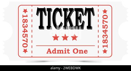 Basic Ticket Template for a Movie, Concert, Festival, Party or any other event isolated on a white background Stock Vector