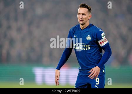 Rotterdam, Netherlands. 24th Jan, 2024. ROTTERDAM, NETHERLANDS - JANUARY 24: Luuk de Jong of PSV looks on during the TOTO KNVB Cup match between Feyenoord and PSV at Stadion Feyenoord on January 24, 2024 in Rotterdam, Netherlands. (Photo by Joris Verwijst/Orange Pictures) Credit: dpa/Alamy Live News Stock Photo