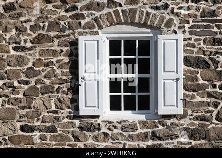 Colonial fieldstone house detail. Stock Photo