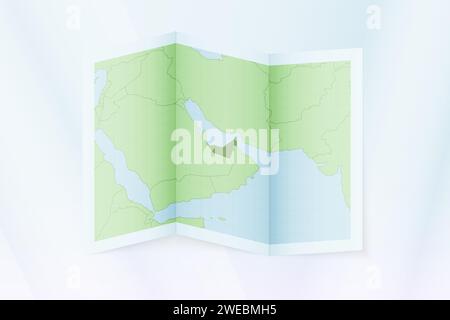 Folded map of United Arab Emirates in three different versions. Vector ...