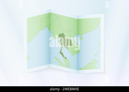 Thailand map, folded paper with Thailand map. Vector illustration. Stock Vector