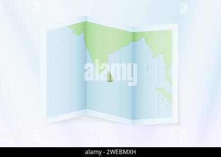 Sri Lanka map, folded paper with Sri Lanka map. Vector illustration. Stock Vector