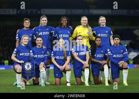 London, UK. 24th Jan, 2024. London, January and 24th 2024: Chelsea Team photo during the UEFA Womens Champions League Group D match between Chelsea and Real Madrid at Stamford Bridge, London, England. (Pedro Soares/SPP) Credit: SPP Sport Press Photo. /Alamy Live News Stock Photo