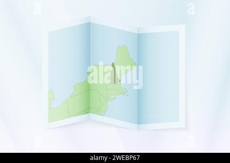 Isometric paper map of New Hampshire with triangular flag of New ...