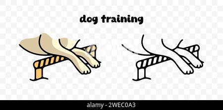 Dog training and jumping over obstacle, graphic design. Sports competitions of dogs, animal and pet, vector design and illustration Stock Vector