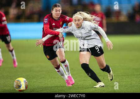 City's Chloe Kelly clashes with united's Hannah Blundell City's Chloe Kelly clashes with united's Hayley Ladd during the THE FA Women's League Cup match between Manchester City and Manchester United at the Etihad Stadium, Manchester on Wednesday 24th January 2024. (Photo: Chris Donnelly | MI News) Credit: MI News & Sport /Alamy Live News Stock Photo