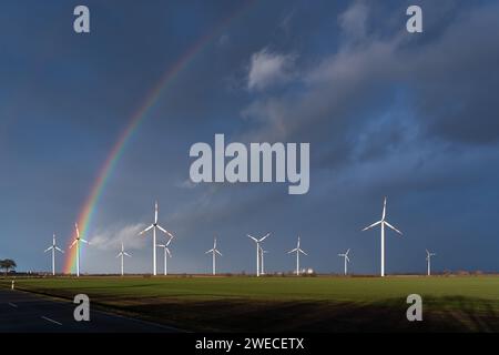 The Rainbow over a field after thunderstorm Stock Photo - Alamy