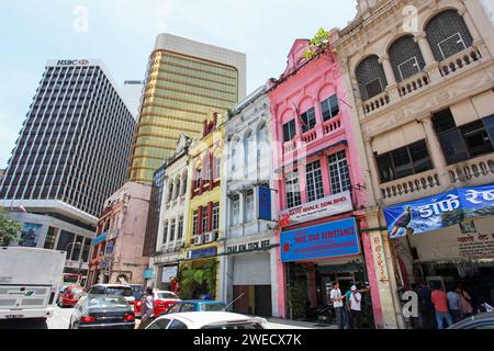 View of old shop houses at Leboh Ampang in Kuala Lumpur, Malaysia. Stock Photo