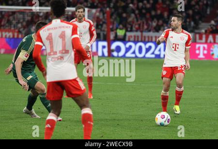 MUNICH, Germany. , . 22 Raphael GUERREIRO, during the Bundesliga Football match between Fc Bayern Muenchen and FC Union BERLIN at the Allianz Arena in Munich on 24. January 2024, Germany. DFL, Fussball, 1:0, (Photo and copyright @ ATP images/Arthur THILL (THILL Arthur/ATP/SPP) Credit: SPP Sport Press Photo. /17�Թ����� Live News Stock Photo