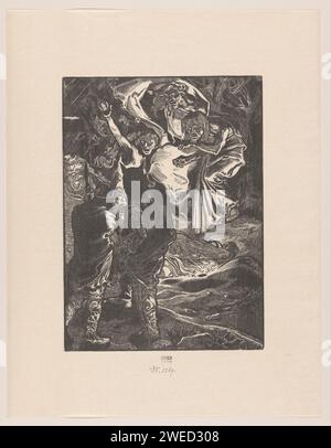 Bottom left Macbeth and his friend Banquo, top right the three witches ...