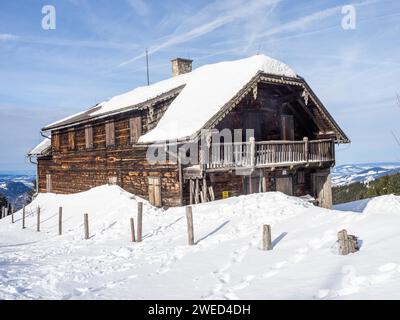 Winter atmosphere, snowy landscape, Schafbergalm, near St. Wolfgang am Wolfgangsee, Salzkammergut, Upper Austria, Austria Stock Photo