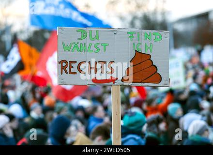 Around 100, 000 people gathered in front of the Bundestag on Sunday to protest against the AfD and right-wing extremism, Berlin, 21 January 2024 Stock Photo