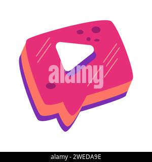 Play button icon. Play button isolated on bubble speech icon element vector illustration in flat style Stock Vector
