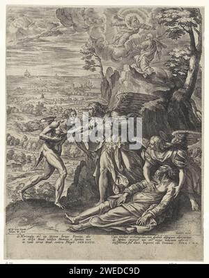 Death of Moses, Johannes Wierix, After Maerten de Vos, 1582 - 1583 ...