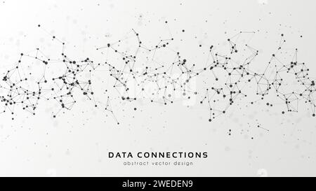 Abstract mesh vector background. Futuristic technology style card. Lines, point, planes in 3d space. Stock Vector