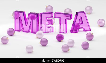 3d rendered sign Meta on grey podium, soft light, smooth background, 3d render illustration Stock Photo