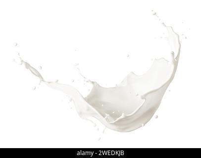 Curve milk splash isolated on white background Stock Photo