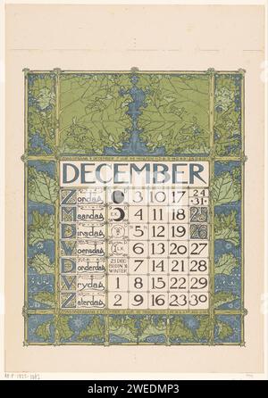 Calendar magazine for December 1898, Theo Nieuwenhuis, 1897 print A ...
