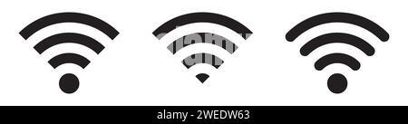 Collection of stock vector images depicting symbols and icons related to wireless Wi-Fi connectivity, Wi-Fi signal symbols and an internet connection. Stock Vector