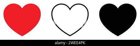 Romantic Heart Vector Collection. Like and Heart Live stream video, chat, likes icon. Social networks love heart buttons or Valentine's Day. Vector. Stock Vector