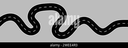 Winding highway road from top view. Flat vector illustration isolated ...