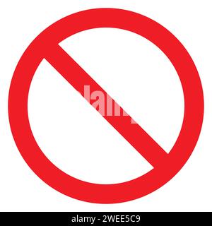 Sign forbidden. Icon symbol ban. Crossed out red circle. Stop entry ang slash line. Mark prohibited. Prohibition, stop, empty NO symbol. Vector icon. Stock Vector